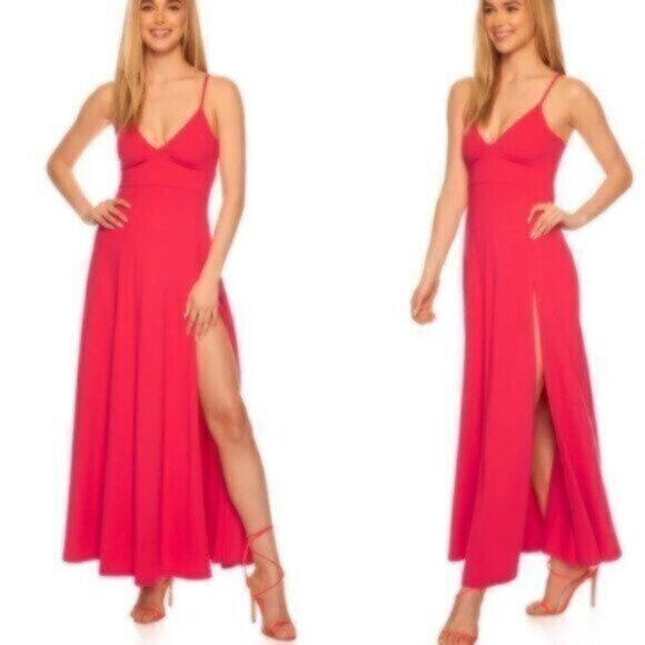 NWT J. Crew Pink Drapey Spaghetti Strap Maxi Dress With Side Slit - Picture 1 of 12